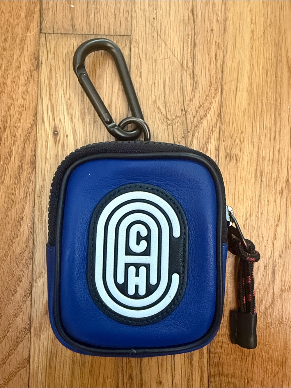 Coach Royal Blue Leather Clip Pouch with White Logo